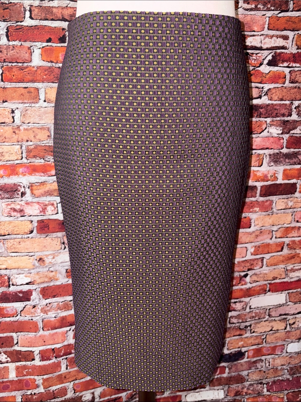 Ann Taylor Plum Purple with Chartreuse Geometric Textured Pattern Size 12